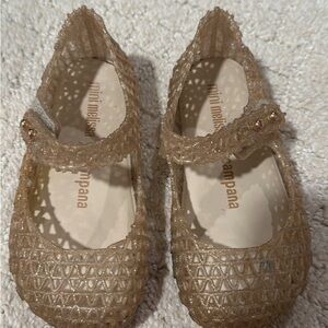Mini Melissa Kids' Glittery Gold Dress Shoes